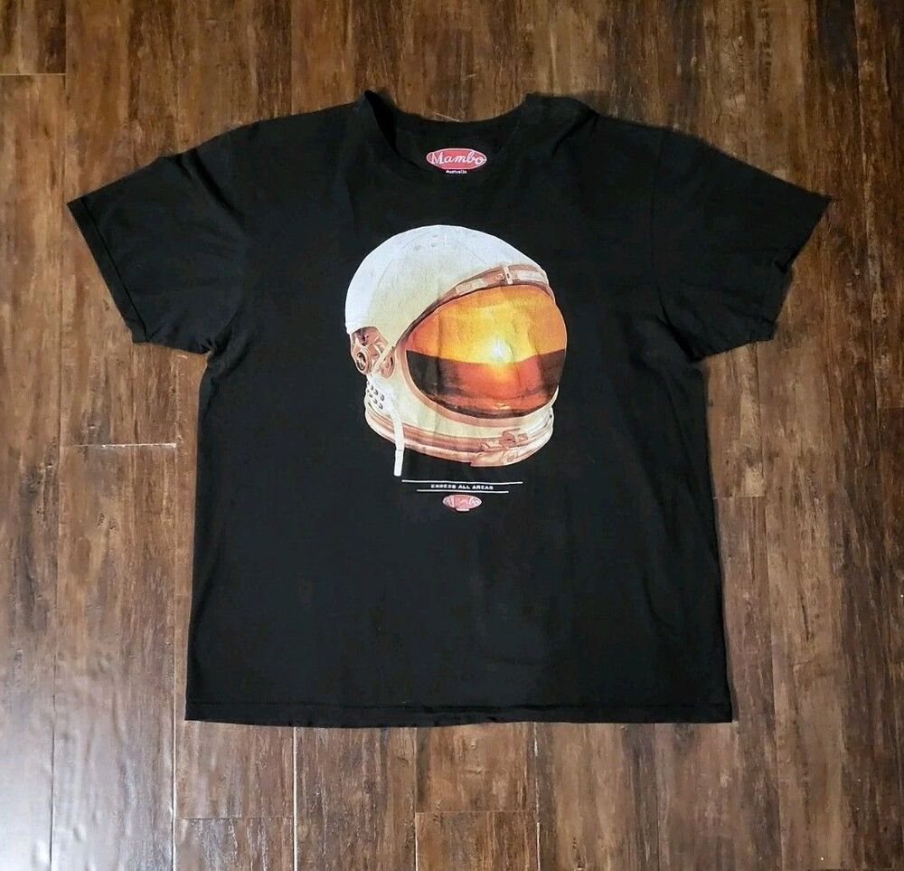 Mambo Australia Space Logo Graphic Tee T Shirt Black Mens Size L Large